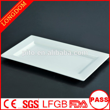 2015 new design white porcelain rectangle dinner plate serving plate